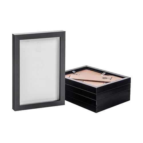 Nicola Spring A5 Picture Frames - 5 Pack Black Photo Frames (Fits Photo Size: 6 x 8in | 14 x 20cm) - Landscape Portrait Display with Glass Aperture for Freestanding & Wall Mounting Certificate, Poster