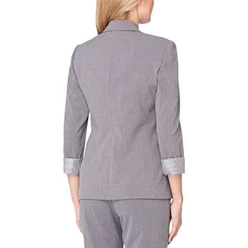 Tahari Asl Women's Petite Peak Lapel Two-Button Roll Cuff Jacket, Heather Grey, 10P #TOP1