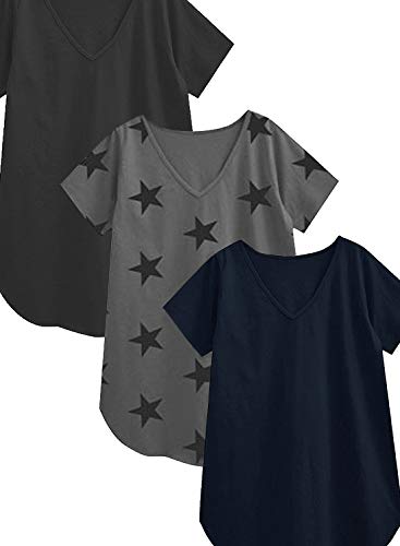 Image of A.T.U.N. (ALL THINGS UBER NICE) Womens Printed Cotton Long Sleeve Regular T-Shirt (Pack of 3)