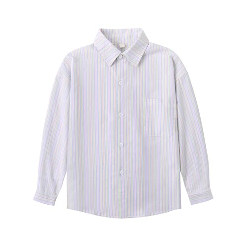 Image of LittleSpring Boys Button Down Long Sleeve Uniform Dress Shirts with Tie