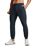 CRZ YOGA Athletic Joggers for Men 29" - Lightweight Running Training Pants with Zip Pockets and Ankle Zippers True Navy Medium