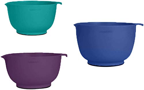 Farberware Professional Plastic Mixing Bowls, Set of 3 (Blue, Purple, Teal)
