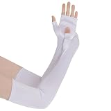 obmwang Women's Long Satin Fingerless Gloves Elbow Length Opera Gloves for Bridal Wedding Party Costume Accessories
