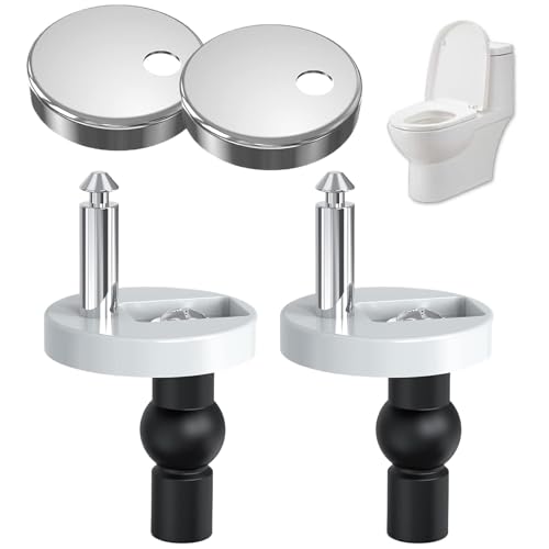 2 Pack Soft Close Toilet Seat Hinges & Fixings - Quick Release Top Fittings, Replacement Bolts for WC Blind Holes