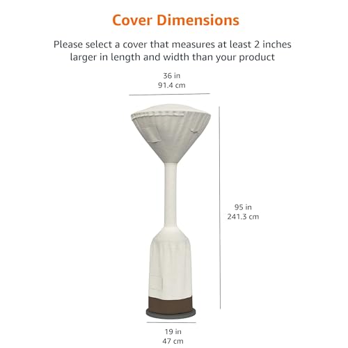 Image of AmazonBasics Standup Patio Heater Cover | Height: 95 inch, Dome Diameter: 34 inch, Round Base Diameter: 18.5 inch | Polyester | White