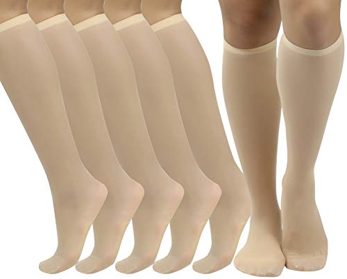 Image of ToBeInStyle Womens Pack of 6 Essential Muted Color Knee High Stockings