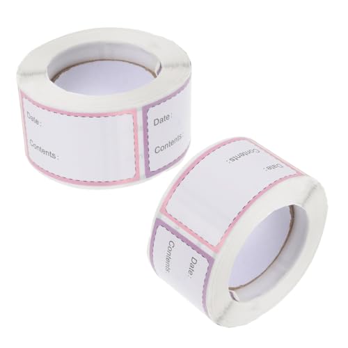 SECFOU 2ロール 冷蔵庫対応耐水剥がしやすい食品ラベルステッカー巻 長持ち接着力 書き込み可能保存容器用 日付管理キッチン整理用