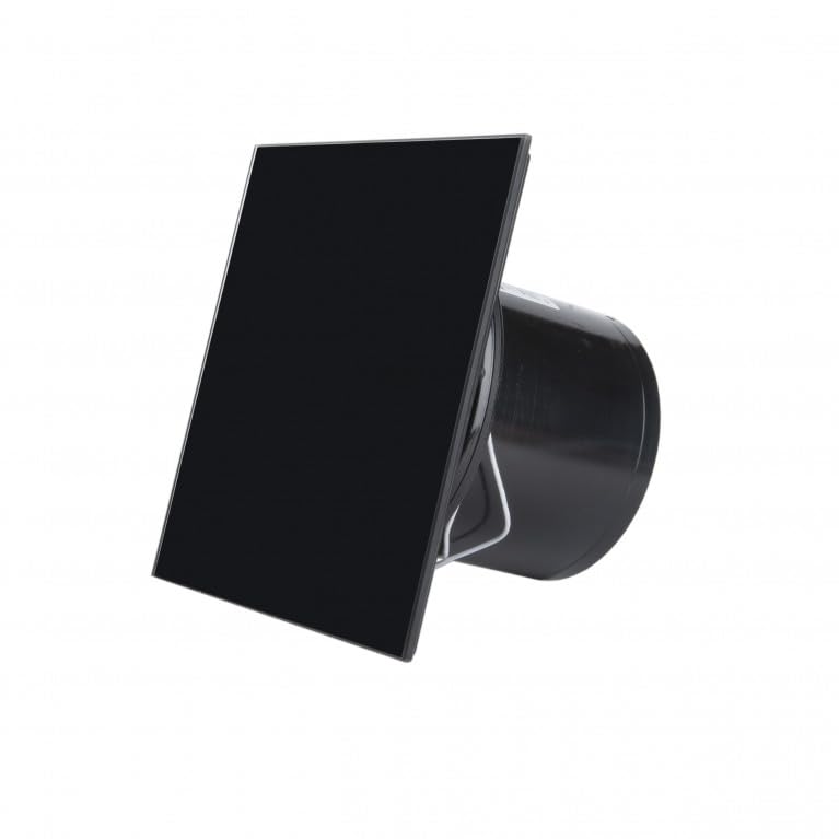 MMP - Ventilador para inodoro y baño (cristal, diámetro 100 mm, eficiencia energética), color negro