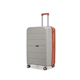 Provogue Cascade Hard-Sided PP 75 Cm Trolley Bag Large Size | Expandable Space with 8 Wheels Trolley Bags for Travel | Combination Lock | 5 Year Warranty (Timberwolf Grey/Burnt Orange) Amazon Deal