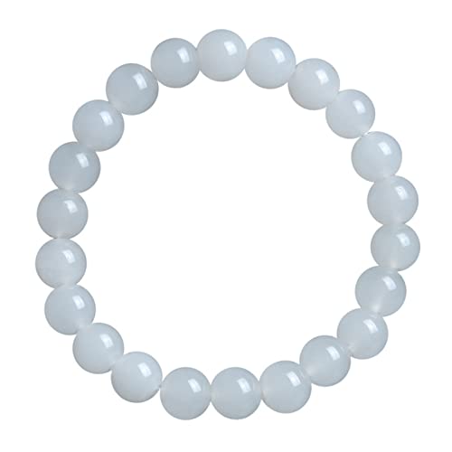 Cadeau pour Maman : bracelet extensible en jade blanc et perles chinoises