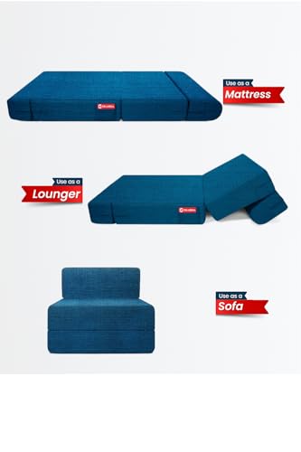 Image of CELLBELL Comfy Sofa Cum Bed 2.5x6 Feet | Foldable Dual Use Couch Bed with Soft Cushions, Washable Fabric Cover & Sturdy Frame | Space Saving Modern Design for Living Room, Bedroom & Guest Use (Teal)