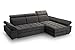 Produktbild Ecksofa mit Schlaffunktion Bettkasten Whisper - Klappsofa Couch l Form - Couch mit Schlaffunktion - Schlafsofa mit Bettkasten - Sofas & Couches - Dunkelgrau