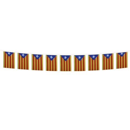 Image of AZ FLAG Catalonia Estelada Blava 6 meters BUNTING Flag 20 flags 9'' x 6'' - Independentist Catalan STRING flags 15 x 21 cm
