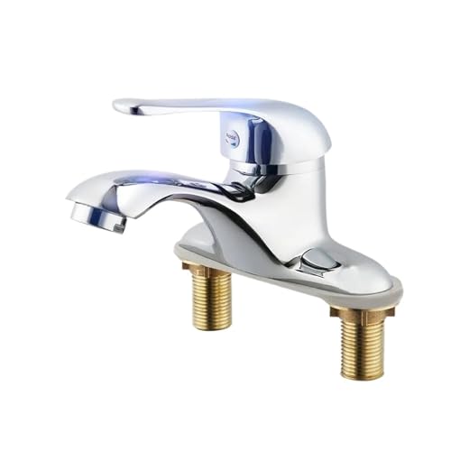 Robinet de lavabo à double trou, lavabo sur pied en céramique, robinet à double poignée chaud et froid