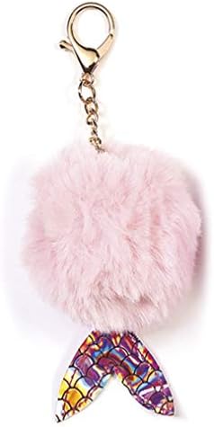 iscream Kids Keychain Keyring Clip, Holographic Mermaid Tail Pom-Pom image 3