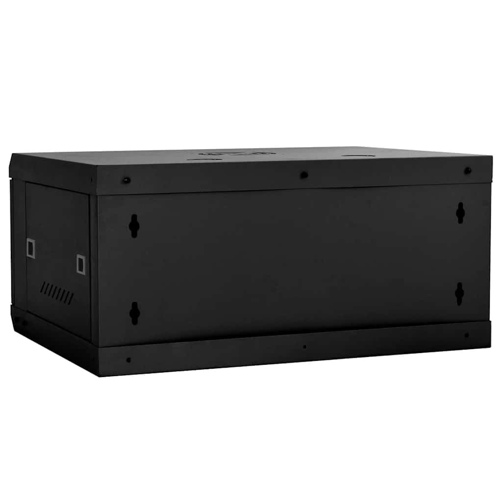 Armadio di rete da parete, 60 x 35 x 28 cm, armadio server in acciaio con anta in vetro, per ufficio e infrastrutture IT, nero