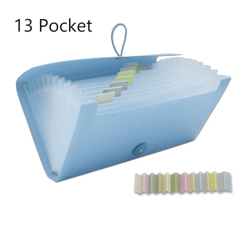 Pequeno organizador de arquivos sanfonado - Pasta expansível de 13 bolsos para recibos, notas e enve