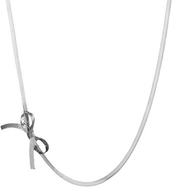 El Regalo Stainless Steel Bow Tie Pearl Necklace- Anti Tarnish, Waterproof, Minimalist, Statement Bow Choker Ribbon Necklace for Girls & Women (Silver Bow Tie) (B0D1YGZ8J5) Amazon Price History, Amazon Price Tracker