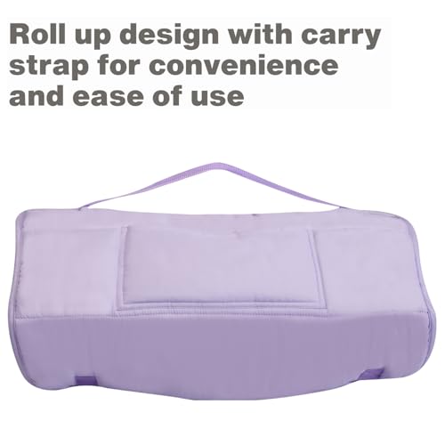 Image of EVERYDAY KIDS Nap Mat with Removable Pillow - Lavender - Carry Handle with Straps Closure, Rollup Design, Soft Microfiber for Preschool, Daycare, Travel Sleeping Bag - Ages 3-6 Years