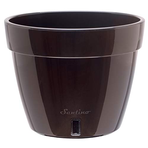 Decopots - 10.6 Inch Self Watering Planter - Modern Flower Pot With Water Level Indicator For All House Plants, Flowers, Herbs - Height 8.3 Inches (Diameter 10.6", Black - Gold/Black) #TOP1