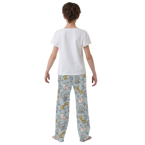 ZZKKO Cute Hippo Elephant Giraffe Boys Pants for Kids Jogger Pants with Pockets S-XL3