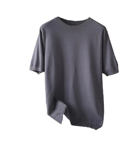 Men’S Round Neck Short Sleeve Cashmere Knitted Breathable Thin Casual Solid Jumper Tops