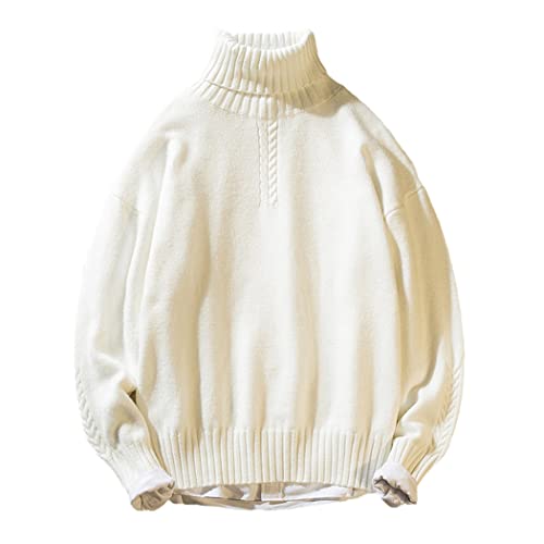 Pull de Noël col roulé blanc homme XL idéal pour les soirées au chalet