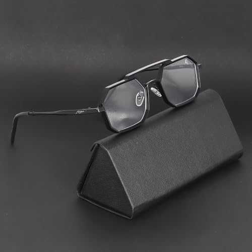Image of Hexagon Round Sunglasses Metal Frame Stylish Goggles For Men's and Women's