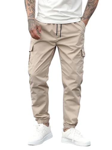 Image of ADBUCKS Men's Regular Fit low Rise Soild Cargos Style Joggers Casual Trousers