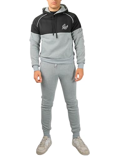 Tuta Uomo Completa Felpata Zip-Cappuccio Abbigliamento Sportivo Uomo e Completo Palestra Uomo Tuta Ginnastica Uomo RegularFit (IT, Testo, XXL, Regular, Regular, Modello 2)