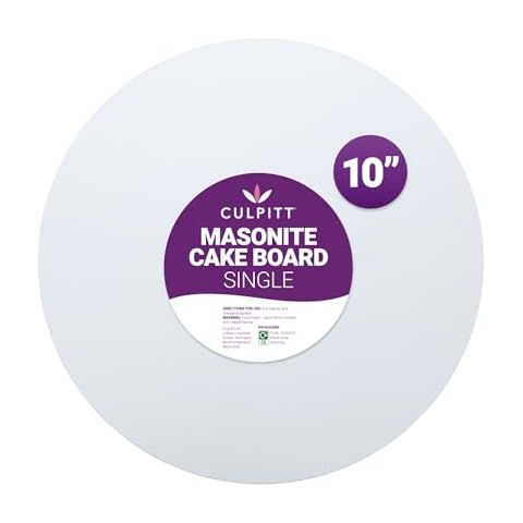 Culpitt White 10" Masonite Cake Board, Extra Strong Cake Board, Round Cake Drum, 5mm Thick | Gloss White | 254mm | 10 Inch Round Cover