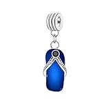 Lochdurchmesser: ca. 5 mm Andante-Stones Silber Dangle Bead Charm Flip Flop (blau) Element Kugel für European Beads + Organzasäckchen