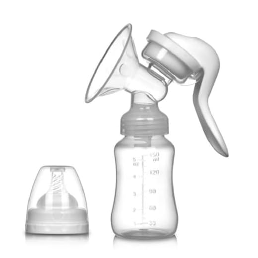Bomba Tira-Leite Manual 150 ml – Extrator de Leite Materno com Alavanca Ergonômica, Silicone Livre de BPA, Coletor Portátil e Silencioso para Amamentação