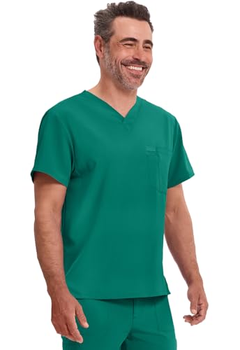 Image of Dickies EDS Essentials Scrubs for Men V-Neck 360 Stretch Medical Scrub Top | Relaxed Fit, 2 Pocket Design, 360 Stretch, Moisture Wicking Fabric, Durable Construction, Side Vents, Easy Care