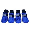 LONSUNEER Paw Protector Dog Boots Soft Sole Nonslip and Reflective Set of 4 Color Blue Size Large