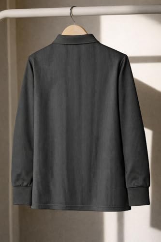 Image of Mack Jonney Men's Premium Ribbed Half-Zip Polo T-Shirt | Long Sleeve Soft Stretch Fabric | Stylish Casual & Smart Wear Top-M6814