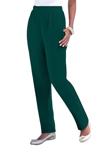Roaman's Women's Plus Size Petite Plus Size Straight Leg Soft Knit Pull-On Pant