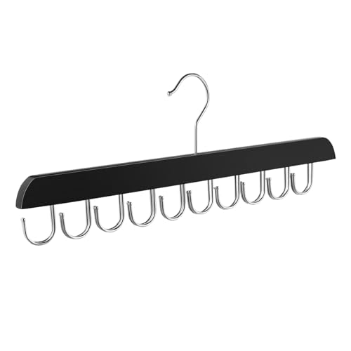 KALLORY Efficient Tie Rack Organizer with Hooks Multifunctional Closet Hanger for Accessories Belts Ties and Bags Space Saving for Clutter Storage