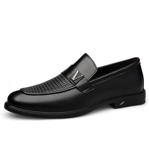 Men Casual Business Shoes, Casual Boat Shoes, Moccasins - Slip - on Adjustable Loafers with Top - Grain Leather for Social Gatherings, Working, Party, Formal Oxfords Black