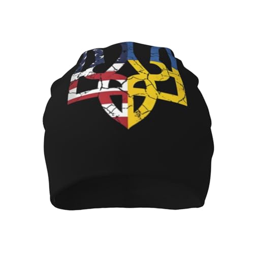 Generic - Crâne cap Soutien Drapeau Américain De L'Ukraine Transpirante Tricot cap Moderne Chapeau Tricot pour Ski Running Moto