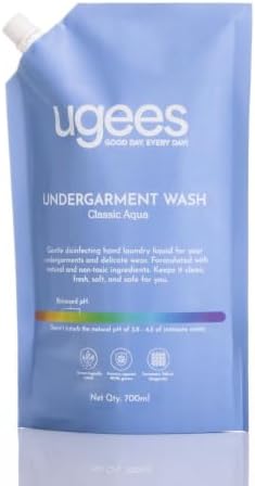 UGEES Refill Pack Undergarment Liquid Detergent for Men & Women | Plant-Based Bio Wash | Mild Hand Wash | No Soaking Formula | Disinfectant & Odor Remover for Innerwear, Panties & Socks | 700ml