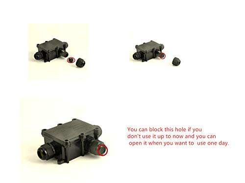 Waterproof Ip68 Junction Box, Electric Box, Electrical Box, 4 Way Plug Line M20 Coaxial Cable Connector Wire Range 4 To 9Mm, 9 To 12Mm Outdoor External Electric Power Cord Boxes (Black) (4 Way, 1 Pc) #TOP4