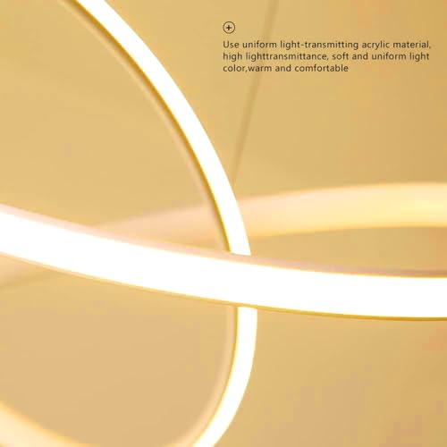 Image of SINOMAN LED Ring Twisted Chandelier Hanging Light Golden Finish Modern Decorative Pendant Ceiling Lighting Fixture Energy Saving Acrylic Ring Design Warm White for Living Room, Bedroom and Home Decor