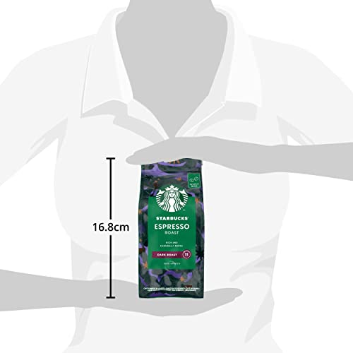 STARBUCKS Espresso Roast, Dark Roast, Whole Bean Coffee 200g (Pack of 6)