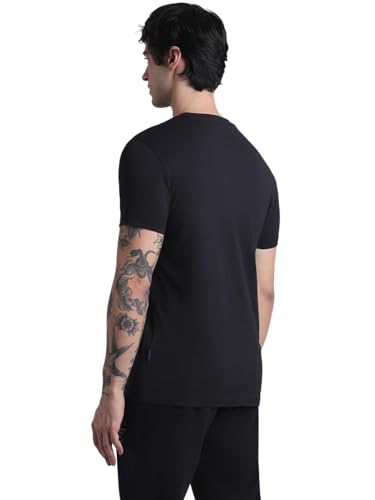 Image of Jack & Jones Men Pure Cotton Typography Printed Slim Fit T-Shirt