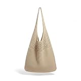 Vazcan® Bolso Hombro Mujer Estilo Hippie Tipo Ganchillo – Shopper Grande de Verano para Playa o Ciudad – Bolsos Mujer Primavera Verano, Bolso Casual Ligero 100% Algodón
