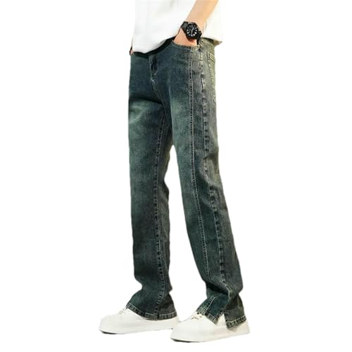 Korean Version Vintage Men's Slimming Straight-Leg Jeans Distressed Washing Denim Pants Trendy Trousers
