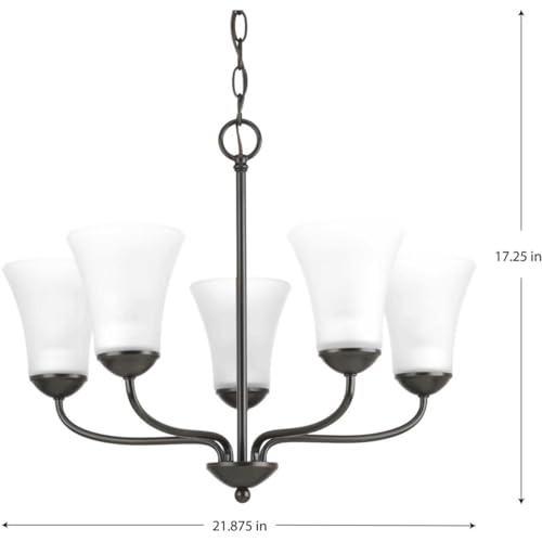 Image of Progress Lighting Classic Collection 5-Light Etched Glass Traditional Chandelier Light Antique Bronze