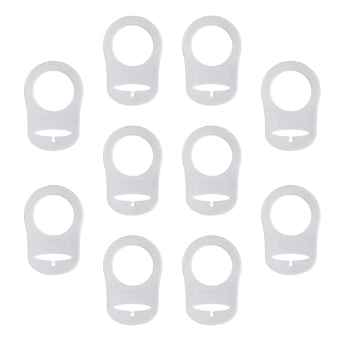 10 Pack Clean Pacifier Clip Silicone Adapter Holder Rings for Maam Pacifier (Food Grade, Clear)