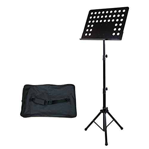 【セット販売】コスモM・Sテクノ アルミ製折りたたみ脚譜面台(孔あり/シングル)F50CHS ソフトケースB1Aセット